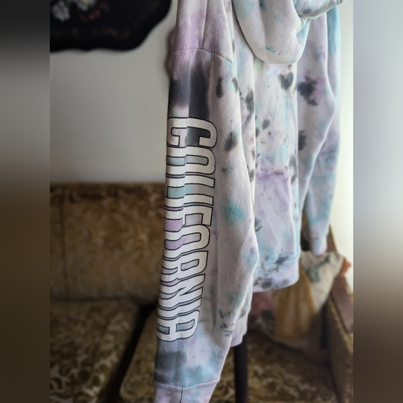 Purple & Blue tye dye San Diego California Pullover Hoodie Size Small - Picture 5 of 6